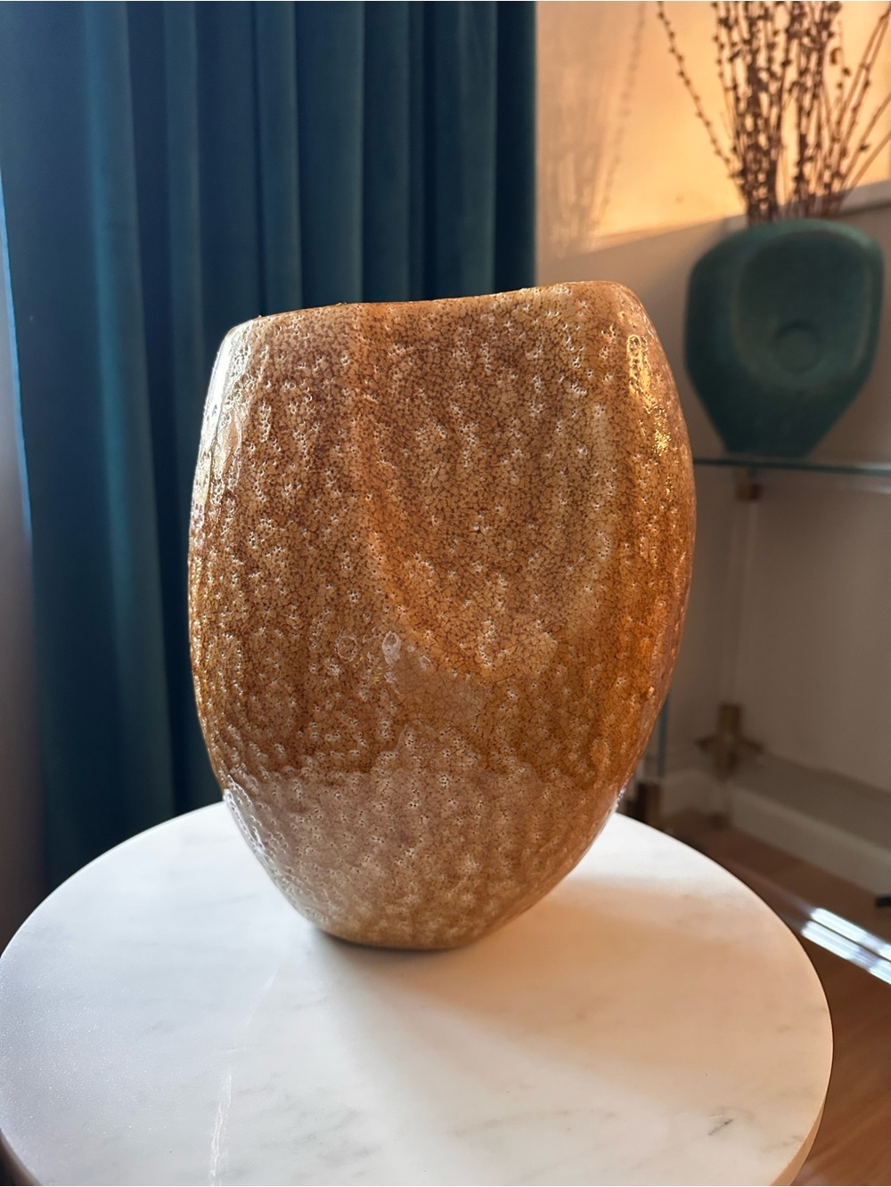 Anthropologie Amber Golden Brown Ceramic Vase